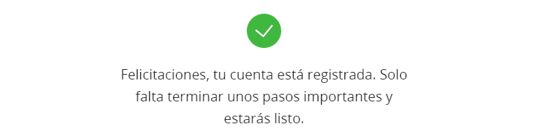 Captura de final de registro en Betsson Chile