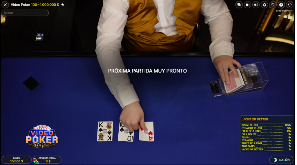 Fotografía del Video Poker en vivo
