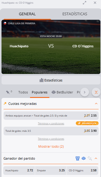 Ejemplo de cuotas y cuotas mejoradas